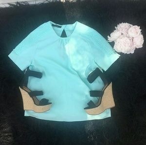 Zara Basics | Seafoam Blue Top
